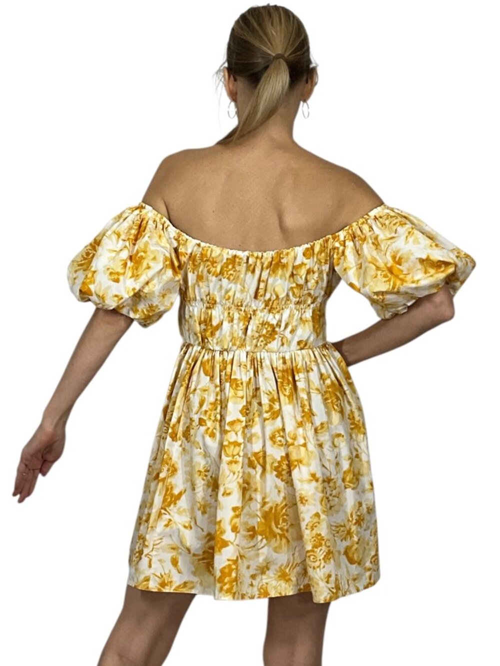 Abercrombie and Fitch Off The Shoulder Puff Sleeve Mini Dress M Floral - Picture 3 of 16
